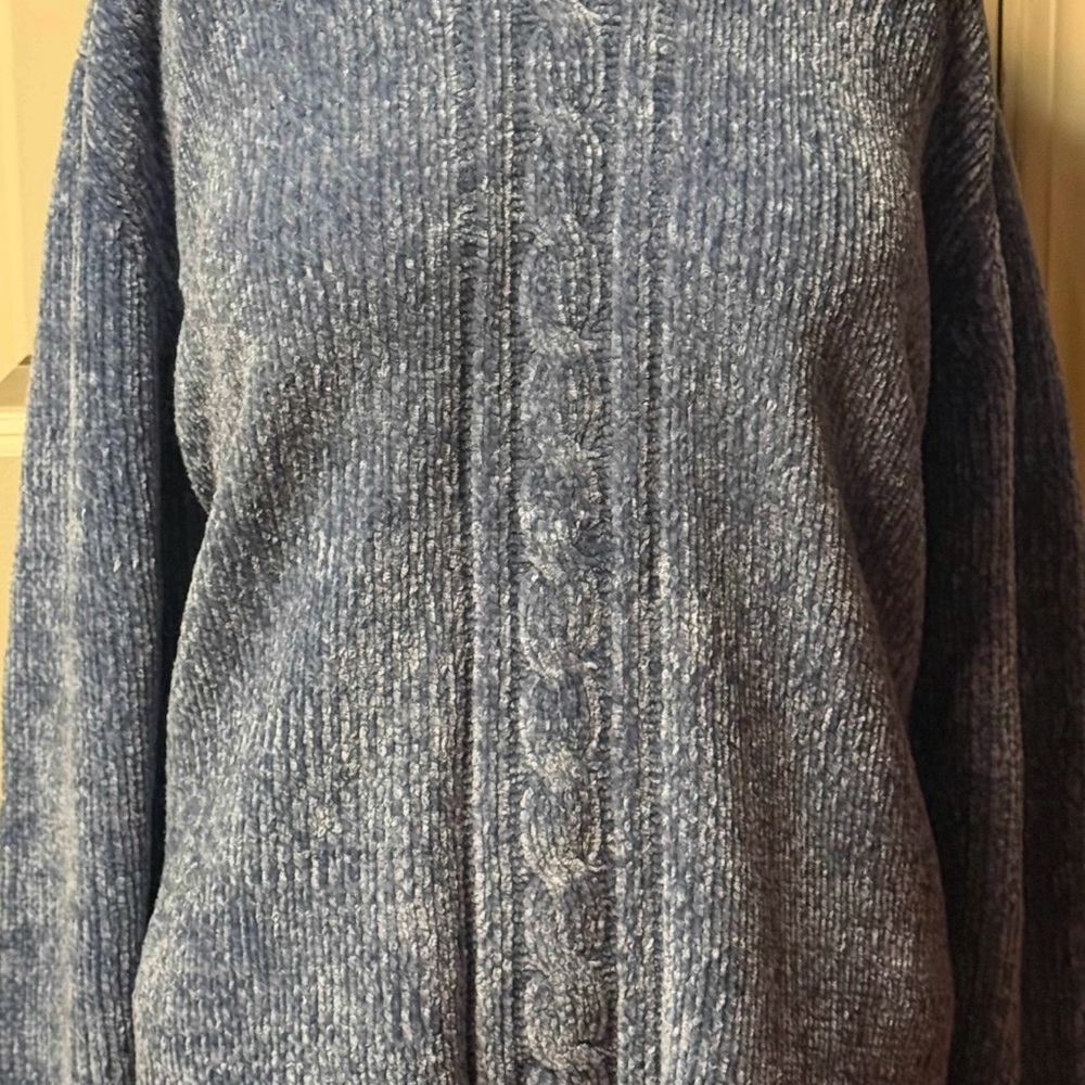 Emily Rose ~ Sweater ~ Women’s ~ Large ~ Blue ~ Cable Knit ~ Vintage ~ Chenille